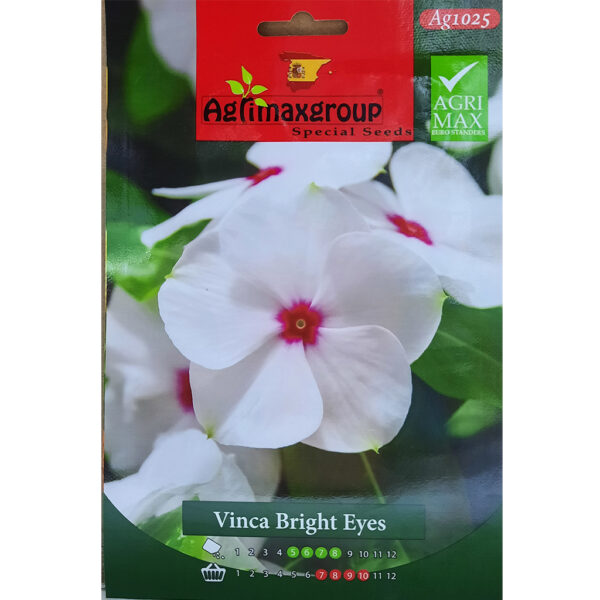 Vinca White Bright Eyes flower Seeds by Agrimax